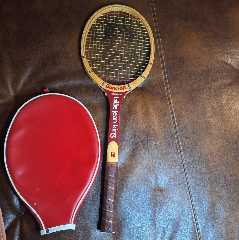 VTG Bancroft Billie Jean King Tournament Wood Tennis Racket w/ Red Cover 4 1/2